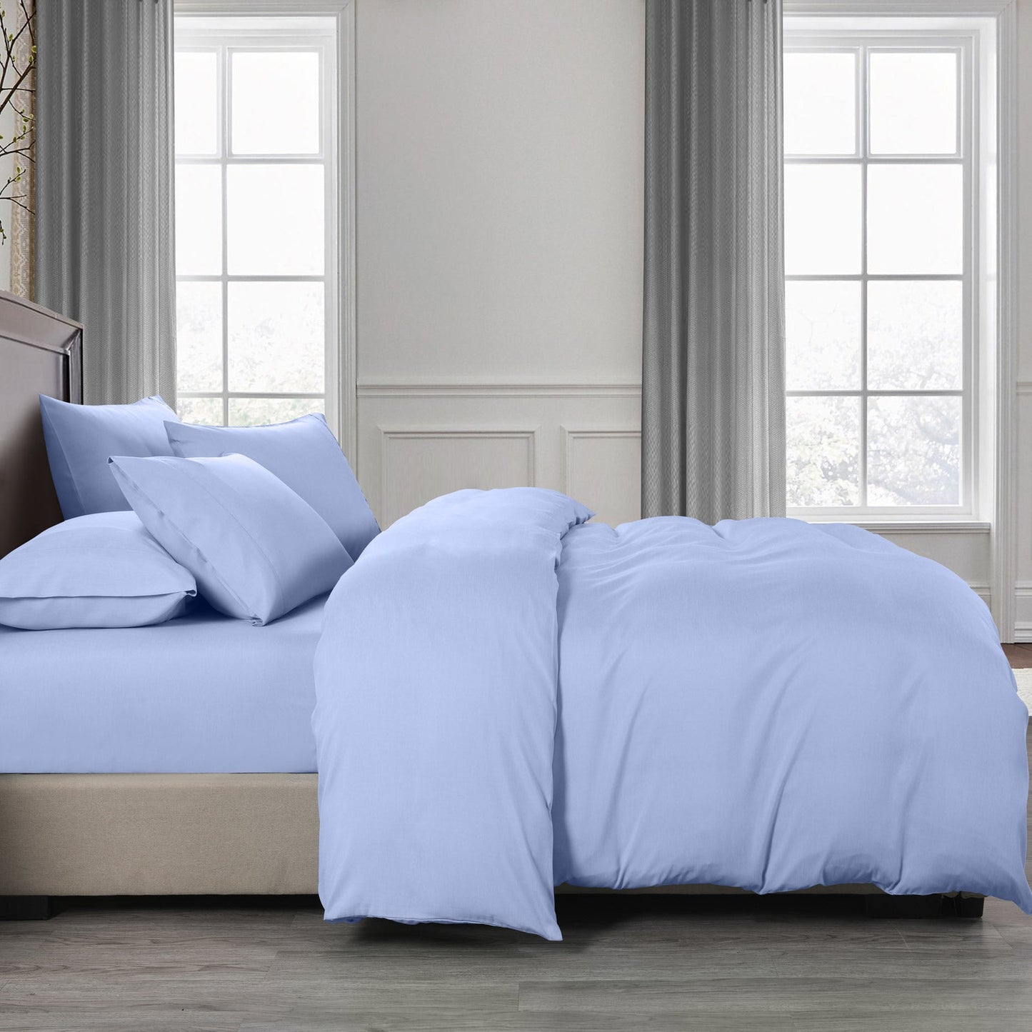 Royal Comfort Bamboo Cooling 2000Tc 6-Piece Combo Set -King-Light Blue