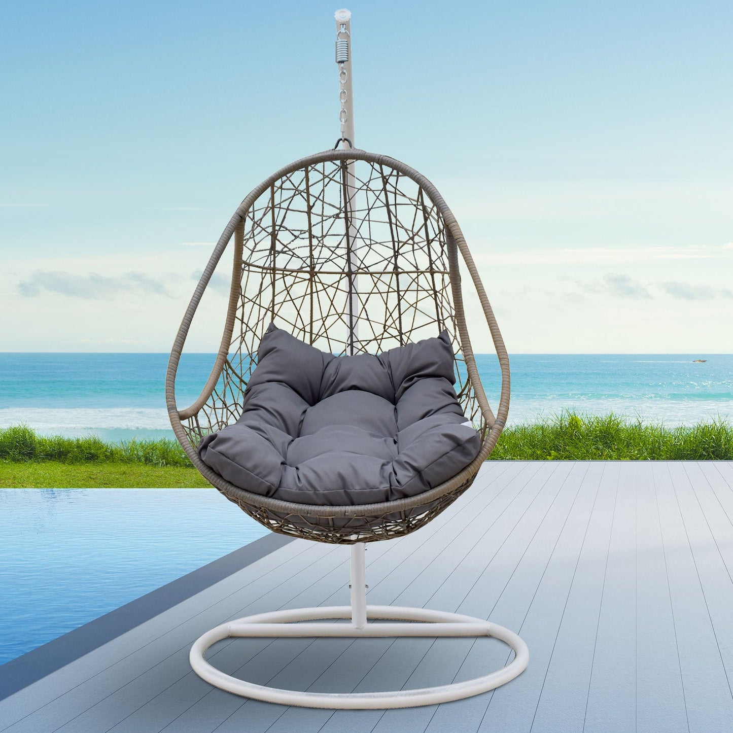 Rocking Egg Chair Oatmeal And Grey