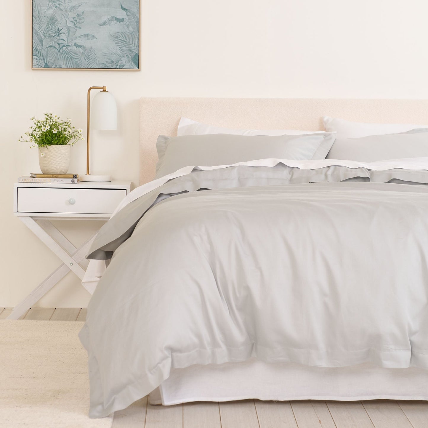 Royal Comfort Balmain 1000Tc Bamboo Cotton Quilt Cover Sets Queen Size Cool Grey