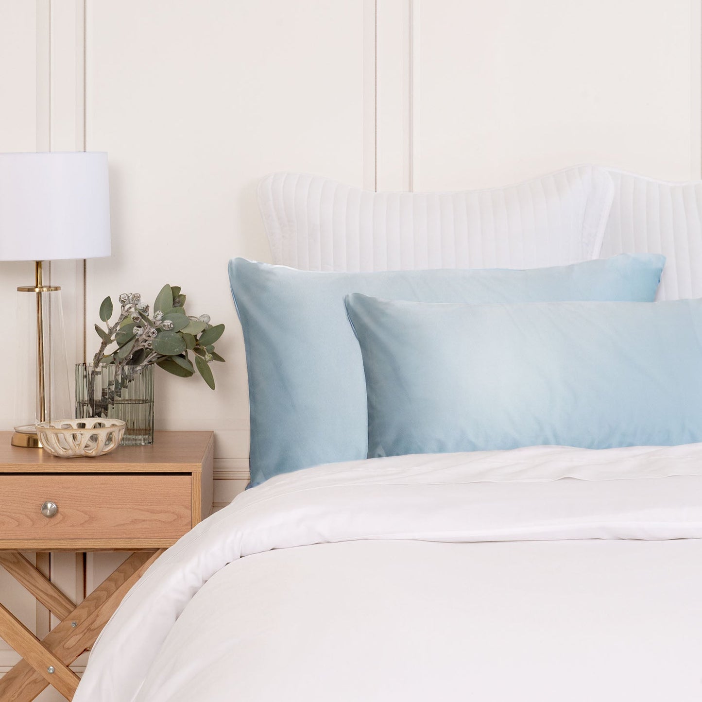 Silk Pillow Case Twin Pack Size: 51X76cm Soft Blue