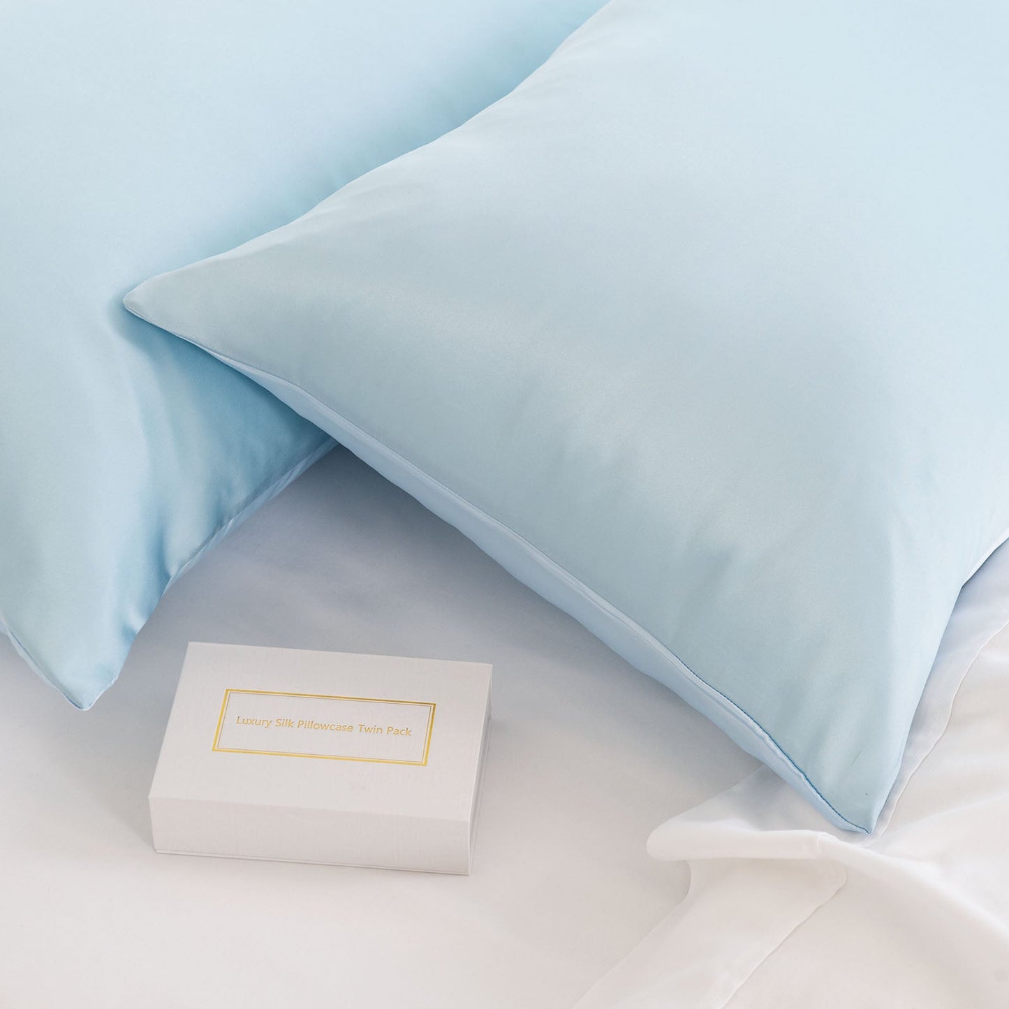 Silk Pillow Case Twin Pack Size: 51X76cm Soft Blue
