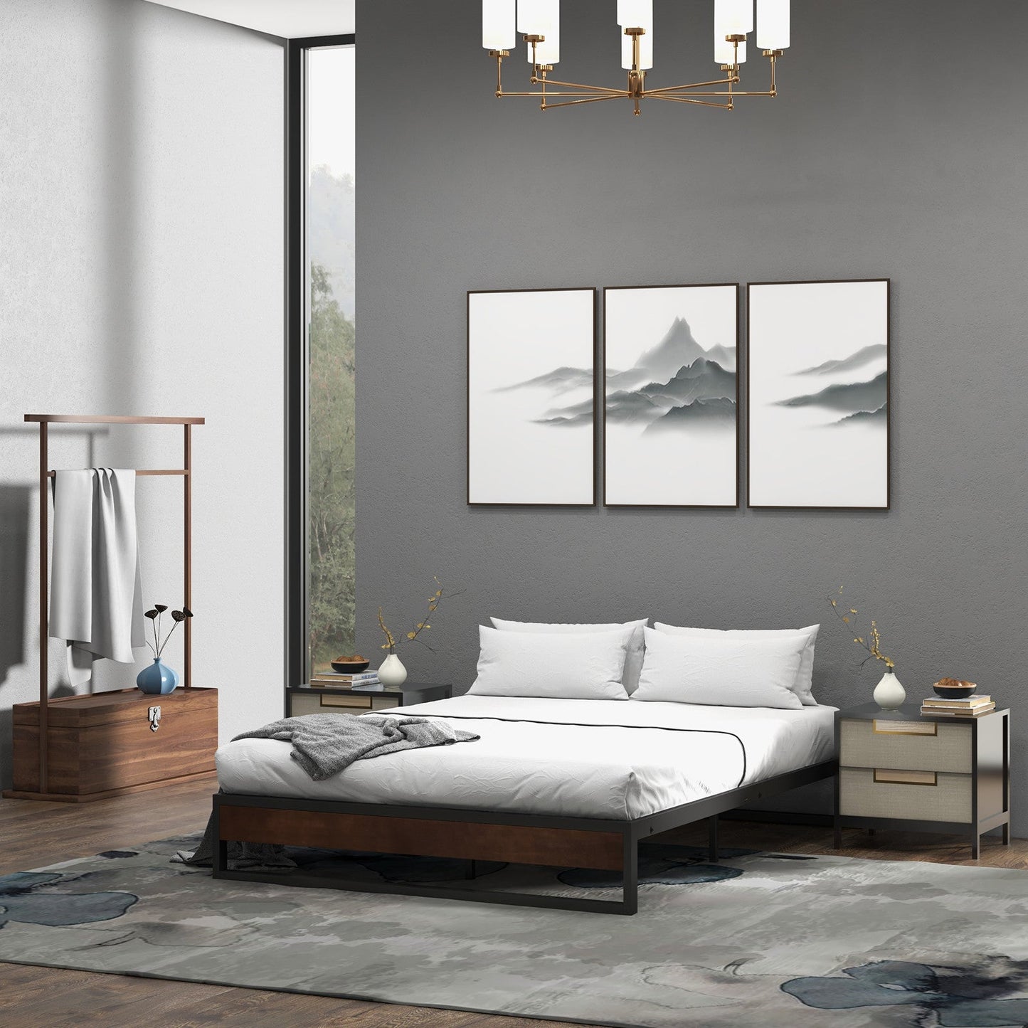 Sorrento Metal And Wood Bed Base Single