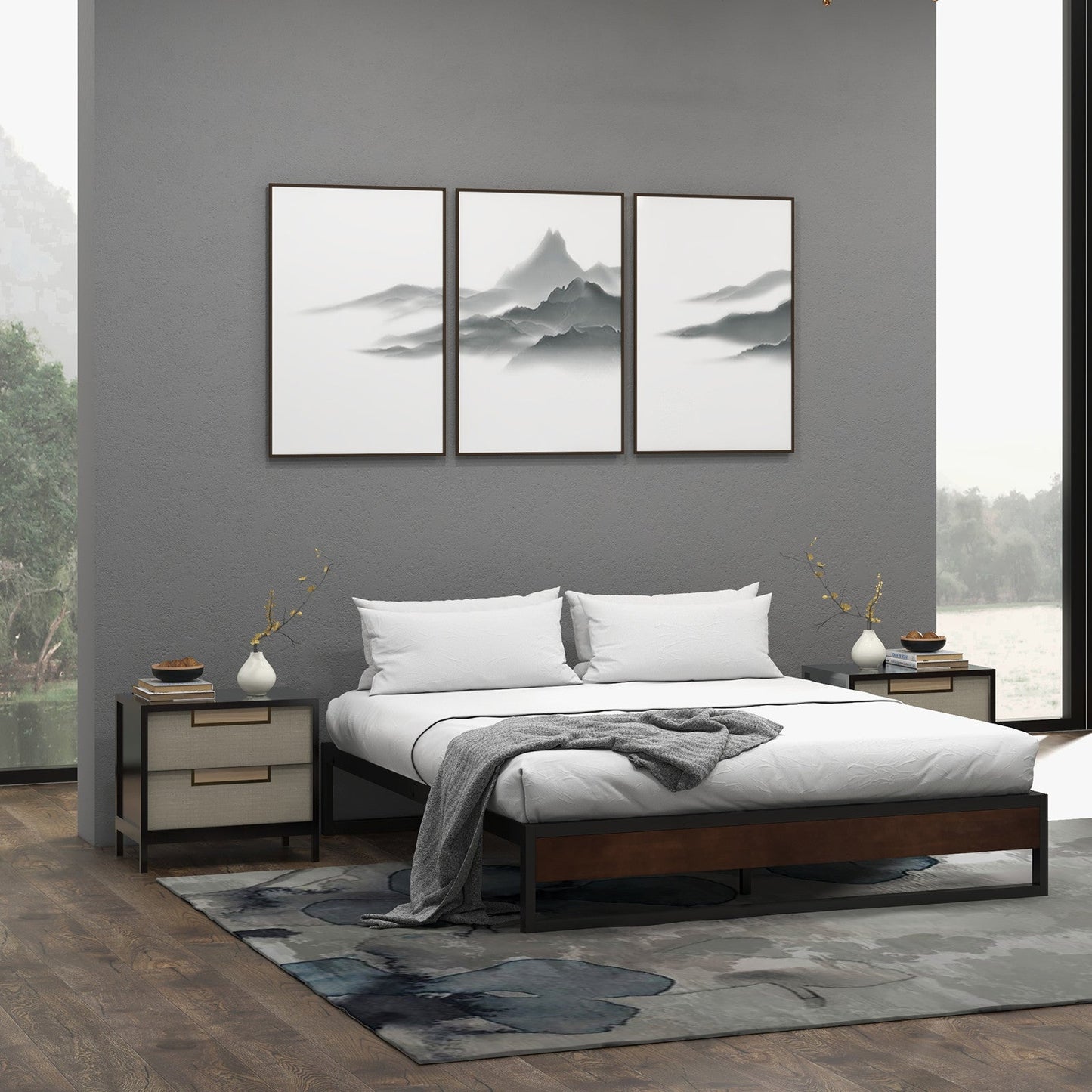 Sorrento Metal And Wood Bed Base Single