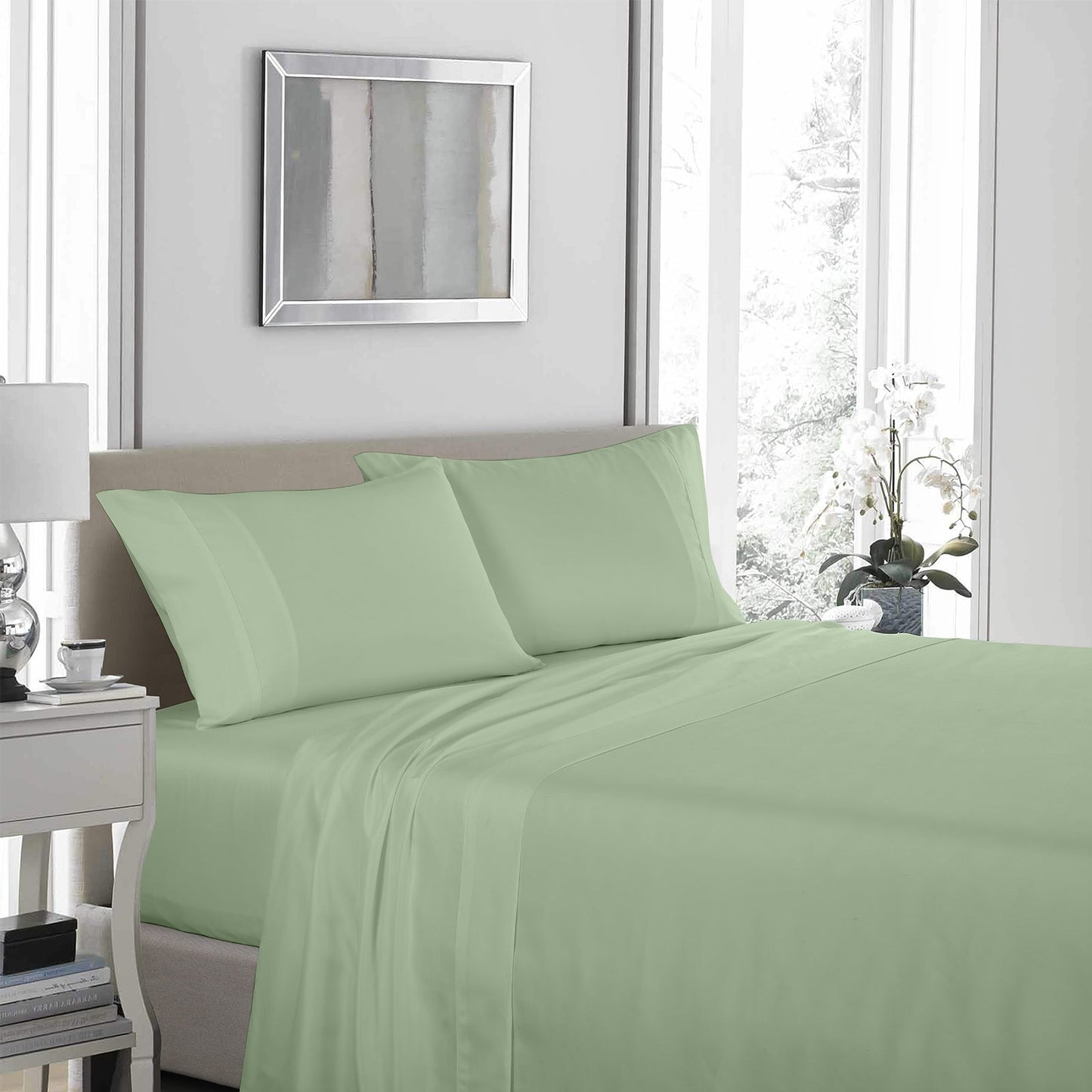 Royal Comfort 1200Tc Ultrasoft 4 Pc Sheet Set Queen Sage Green