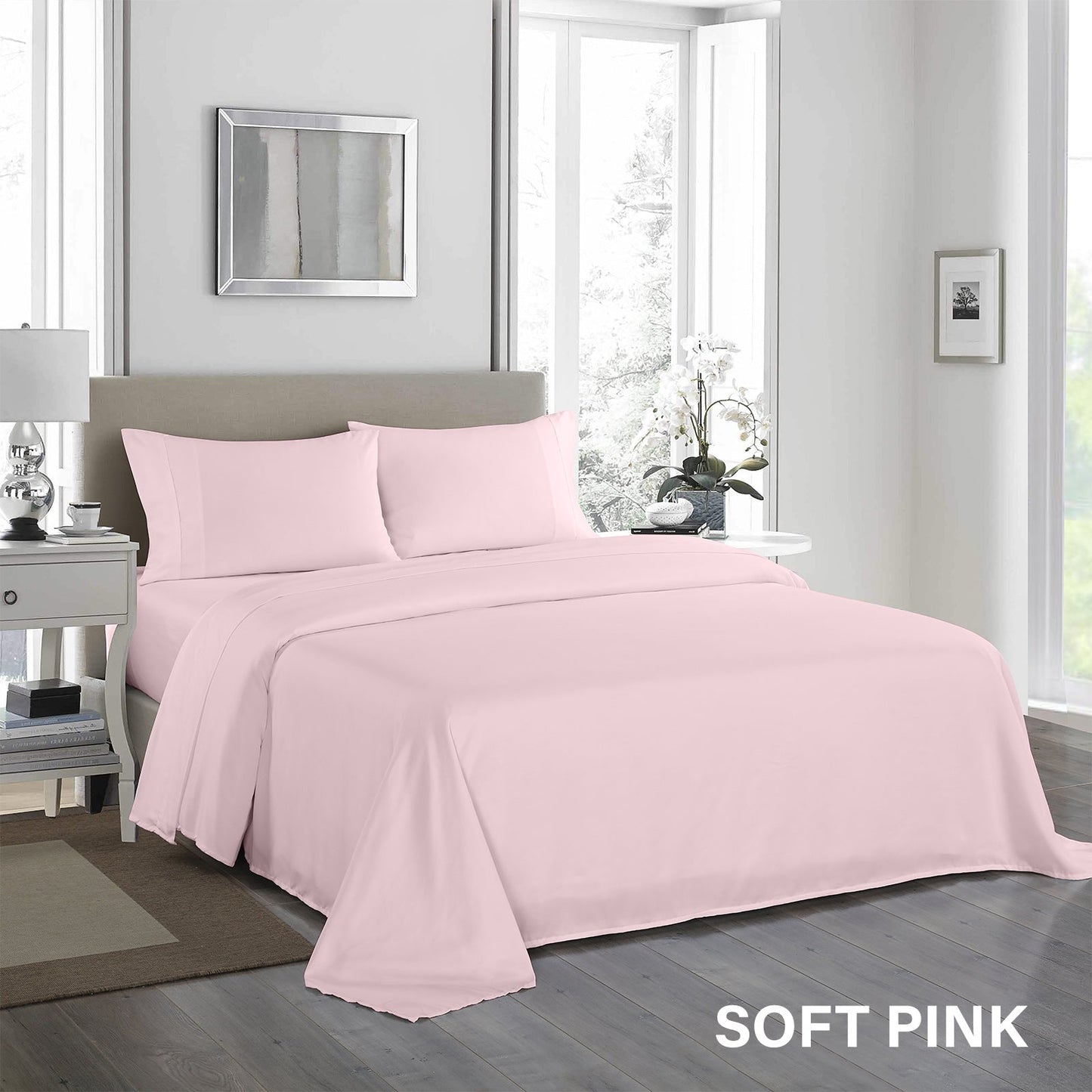 Royal Comfort 1200Tc Ultrasoft 4 Pc Sheet Set Queen Soft Pink