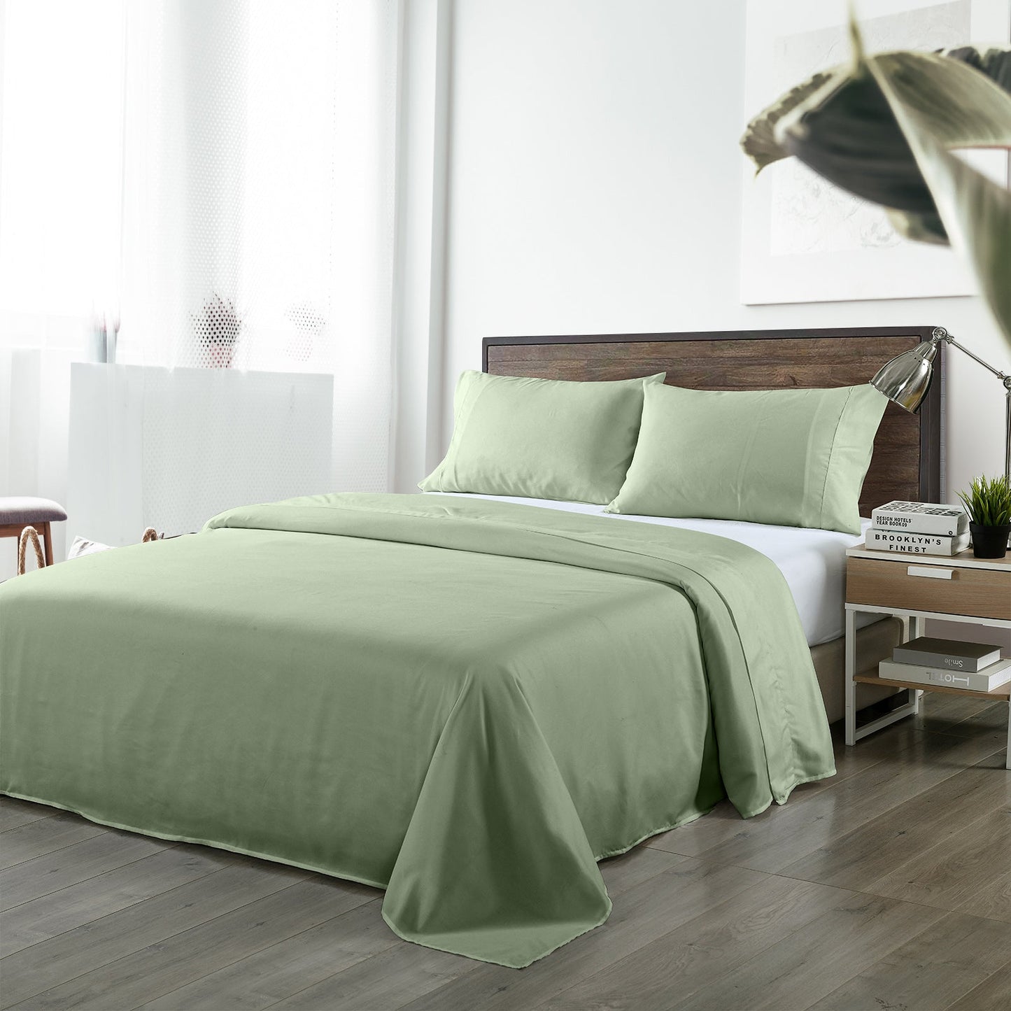Royal Comfort Blended Bamboo Sheet Set Sage Green - Queen
