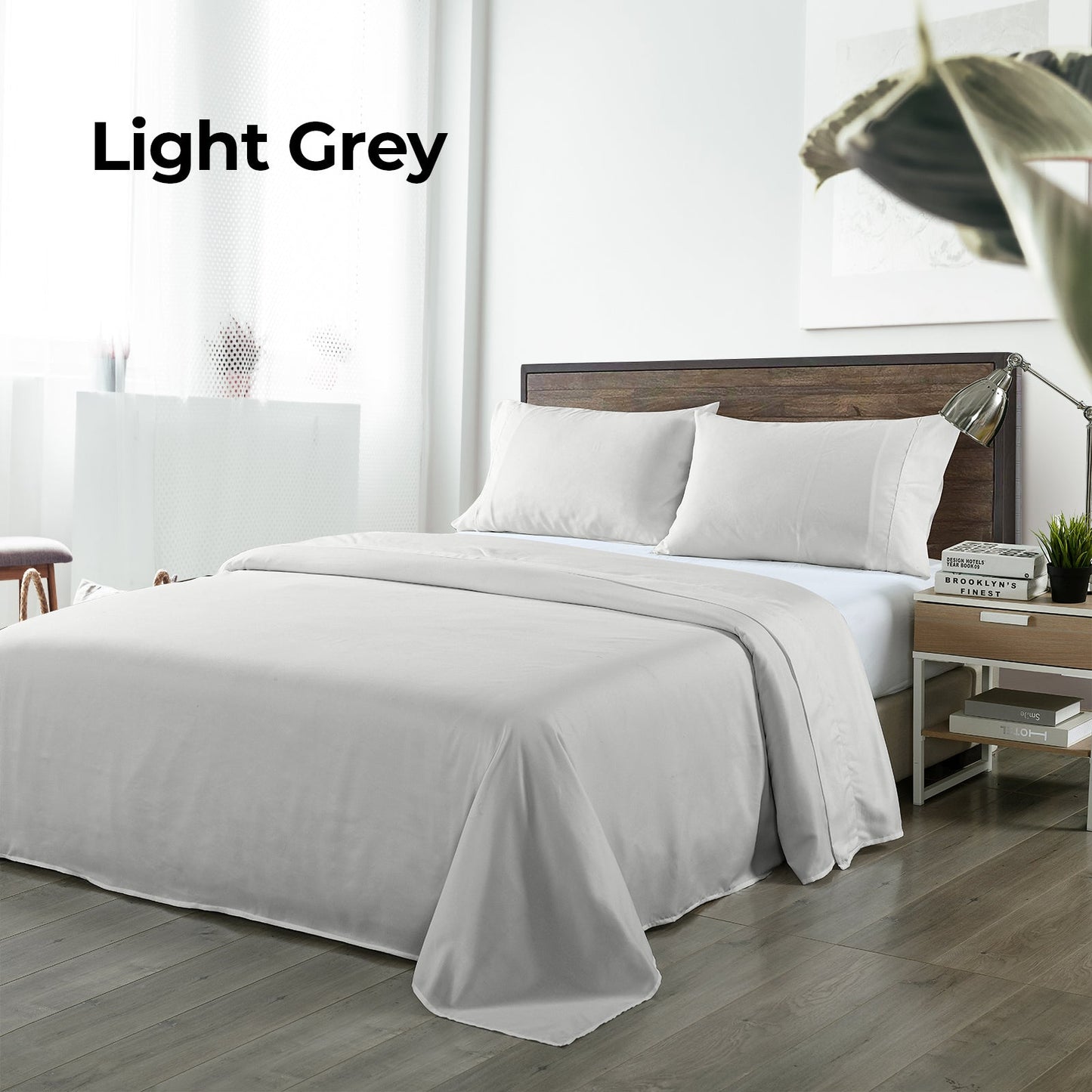 Royal Comfort Blended Bamboo Sheet Set Light Grey - Queen