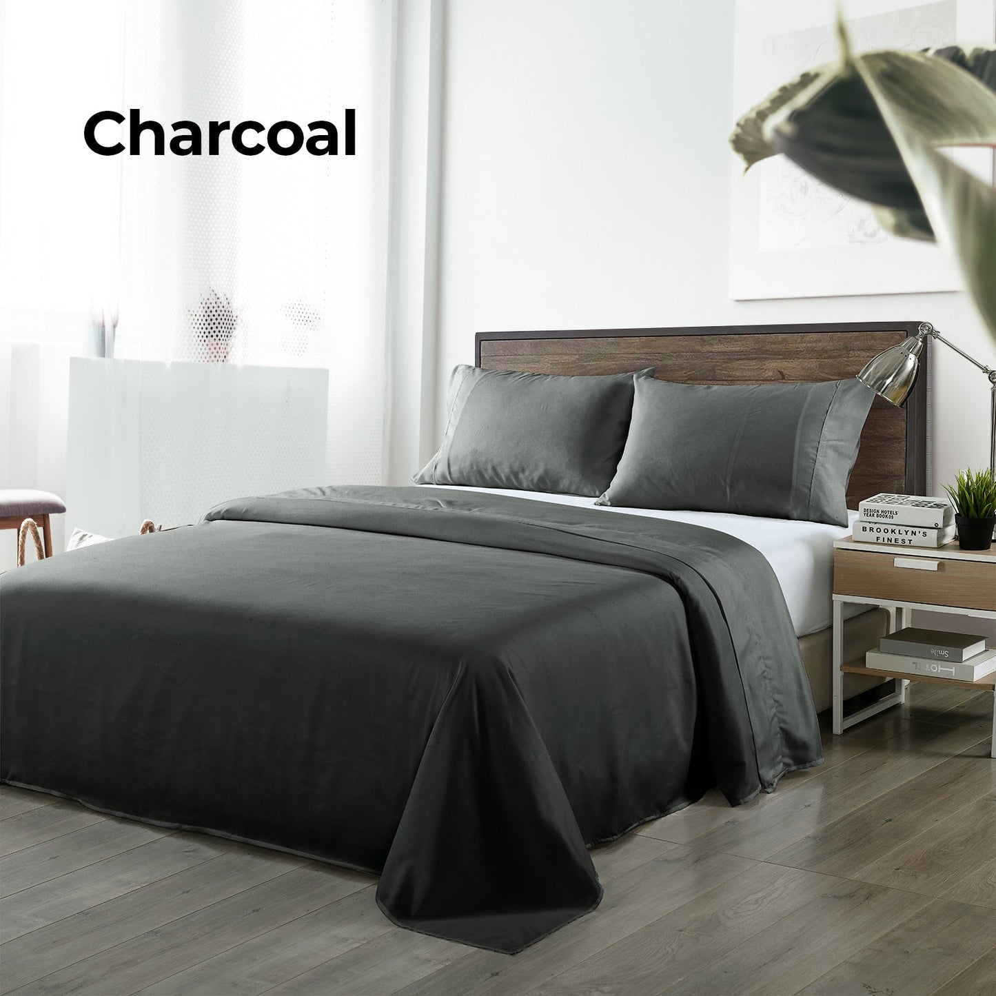 Royal Comfort Blended Bamboo Sheet Set Charcoal King Size
