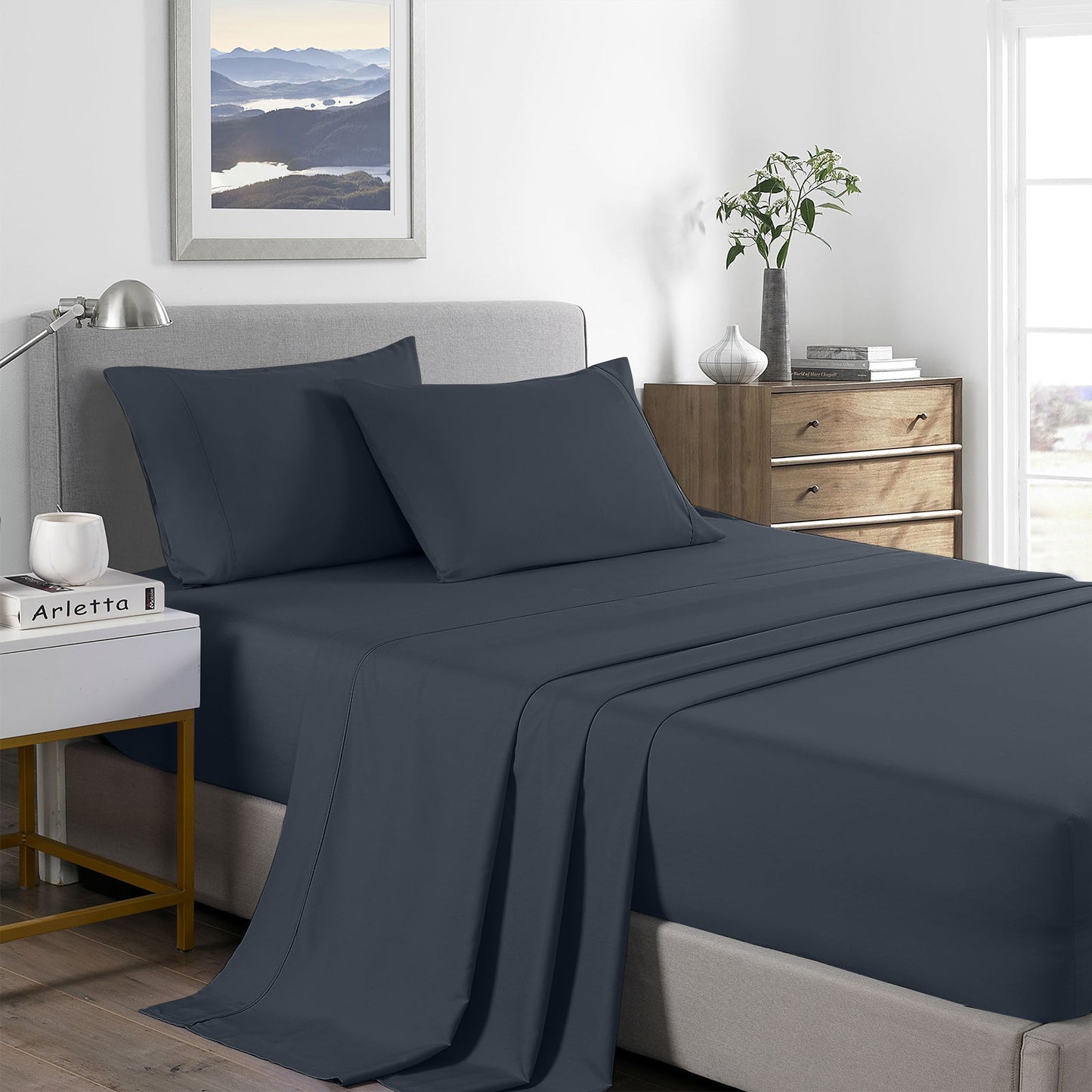 Royal Comfort Bamboo Cooling 2000Tc Sheet Set Single Charcoal