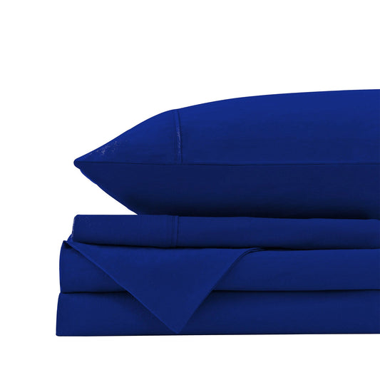 Royal Comfort Vintage Washed 100 % Cotton Sheet Set Single Blue