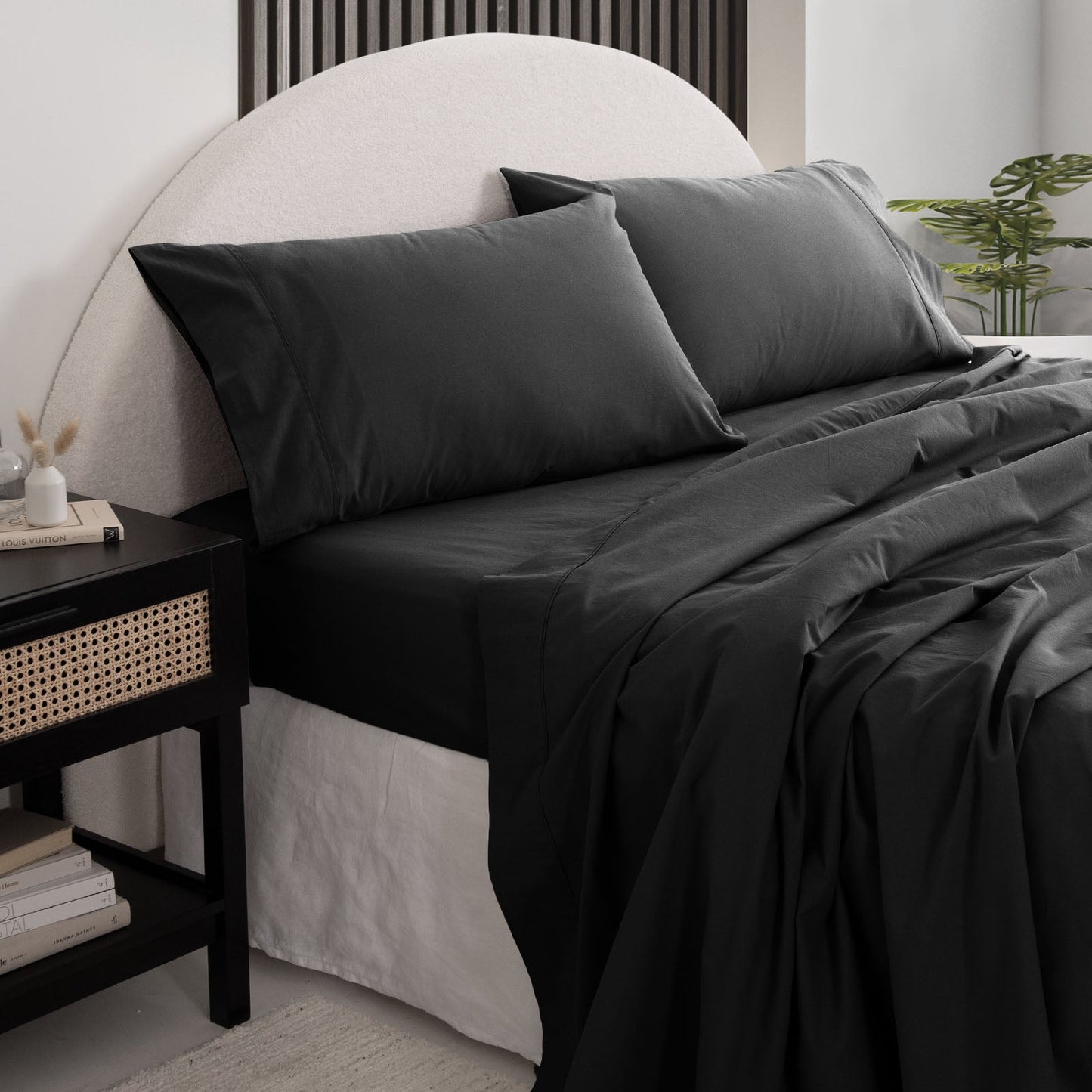 Royal Comfort Vintage Washed 100 % Cotton Sheet Set Single Charcoal