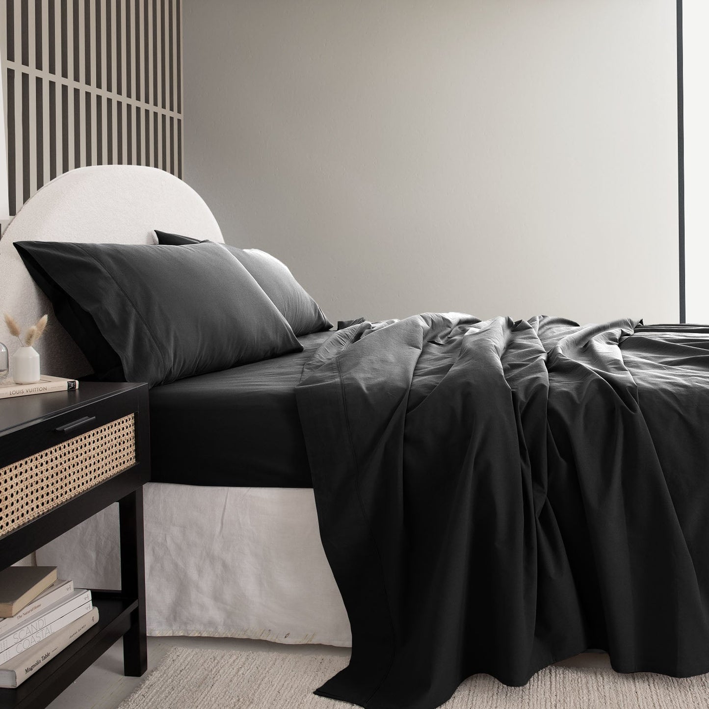 Royal Comfort Vintage Washed 100 % Cotton Sheet Set Single Charcoal
