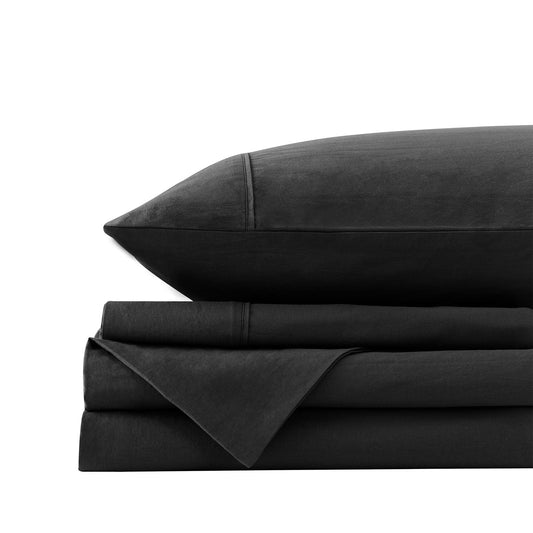 Royal Comfort Vintage Washed 100 % Cotton Sheet Set Single Charcoal