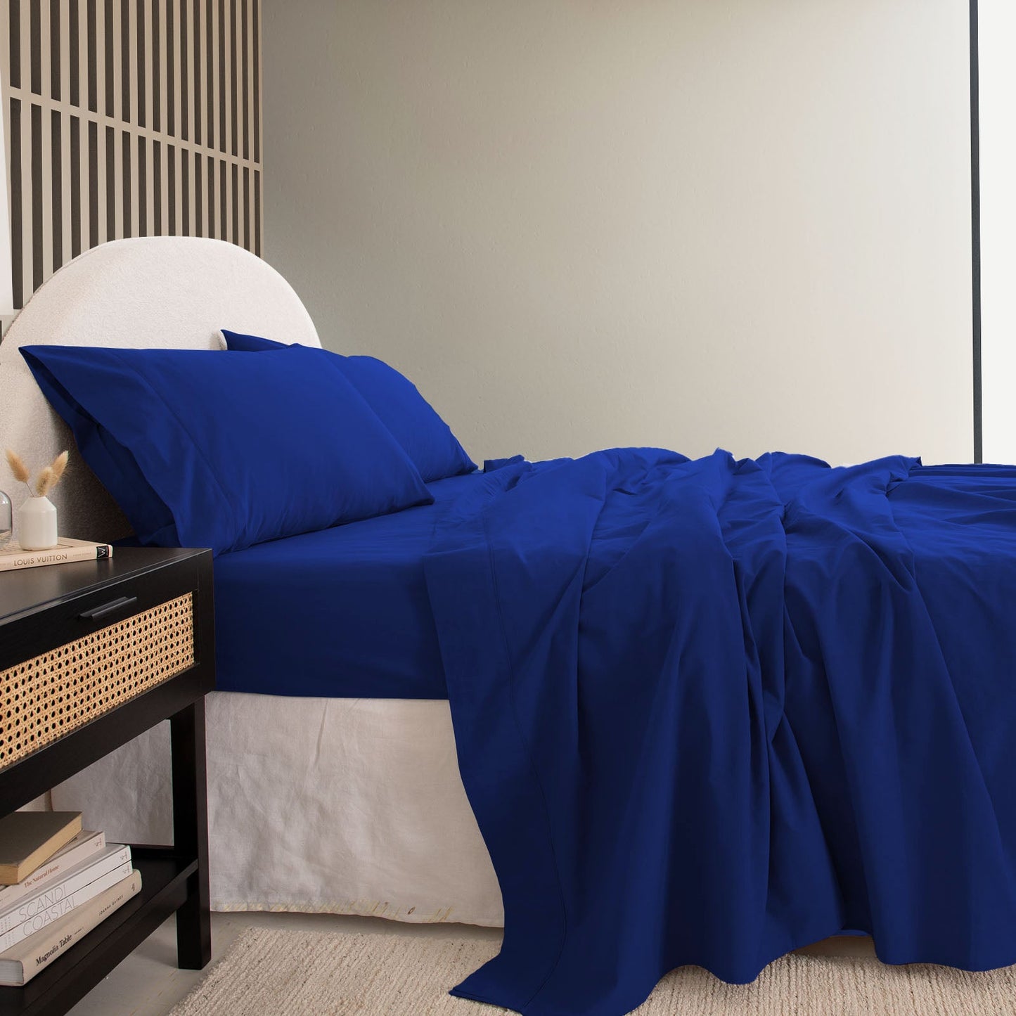 Royal Comfort Vintage Washed 100 % Cotton Sheet Set Double Blue