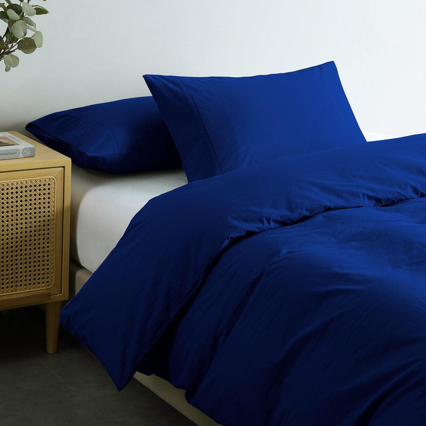 Royal Comfort Vintage Washed 100 % Cotton Quilt Cover Set Single Blue