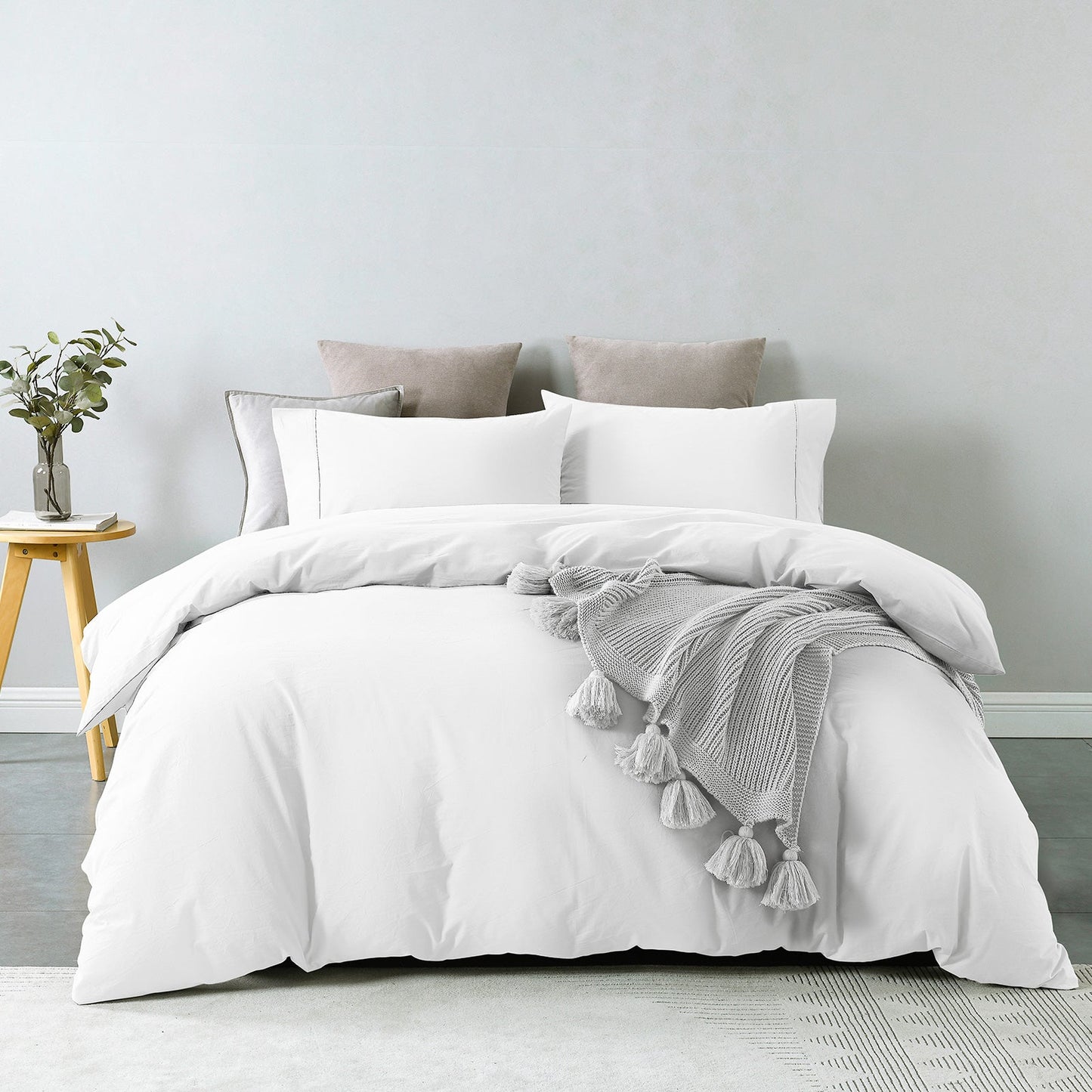 Royal Comfort Vintage Washed 100 % Cotton Quilt Cover Set Queen White