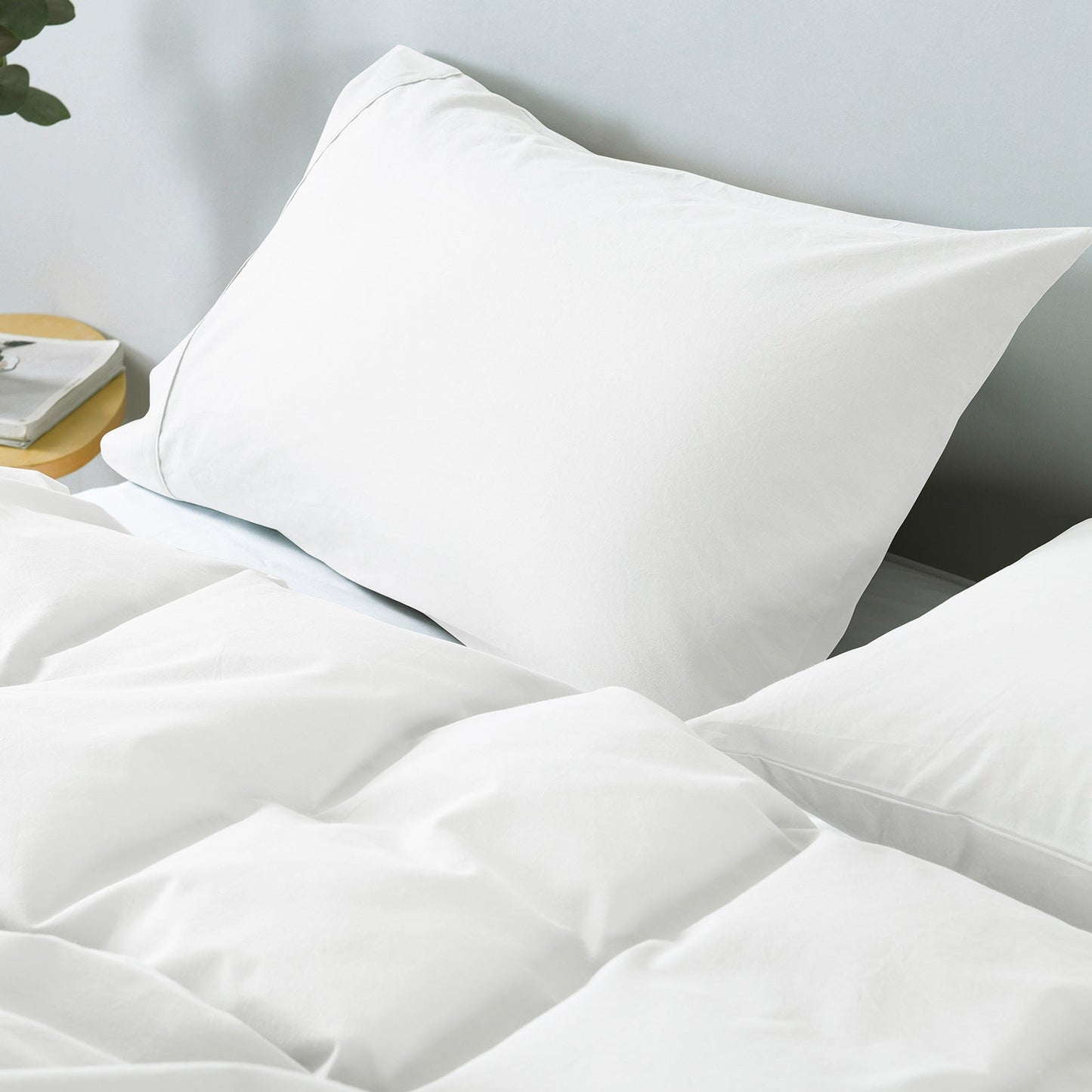 Royal Comfort Vintage Washed 100 % Cotton Quilt Cover Set Queen White