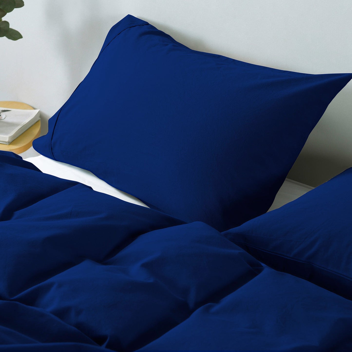 Royal Comfort Vintage Washed 100 % Cotton Quilt Cover Set Queen Blue