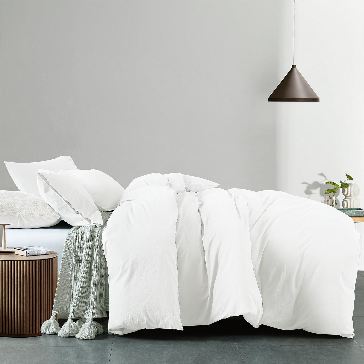 Royal Comfort Vintage Washed 100 % Cotton Quilt Cover Set King White