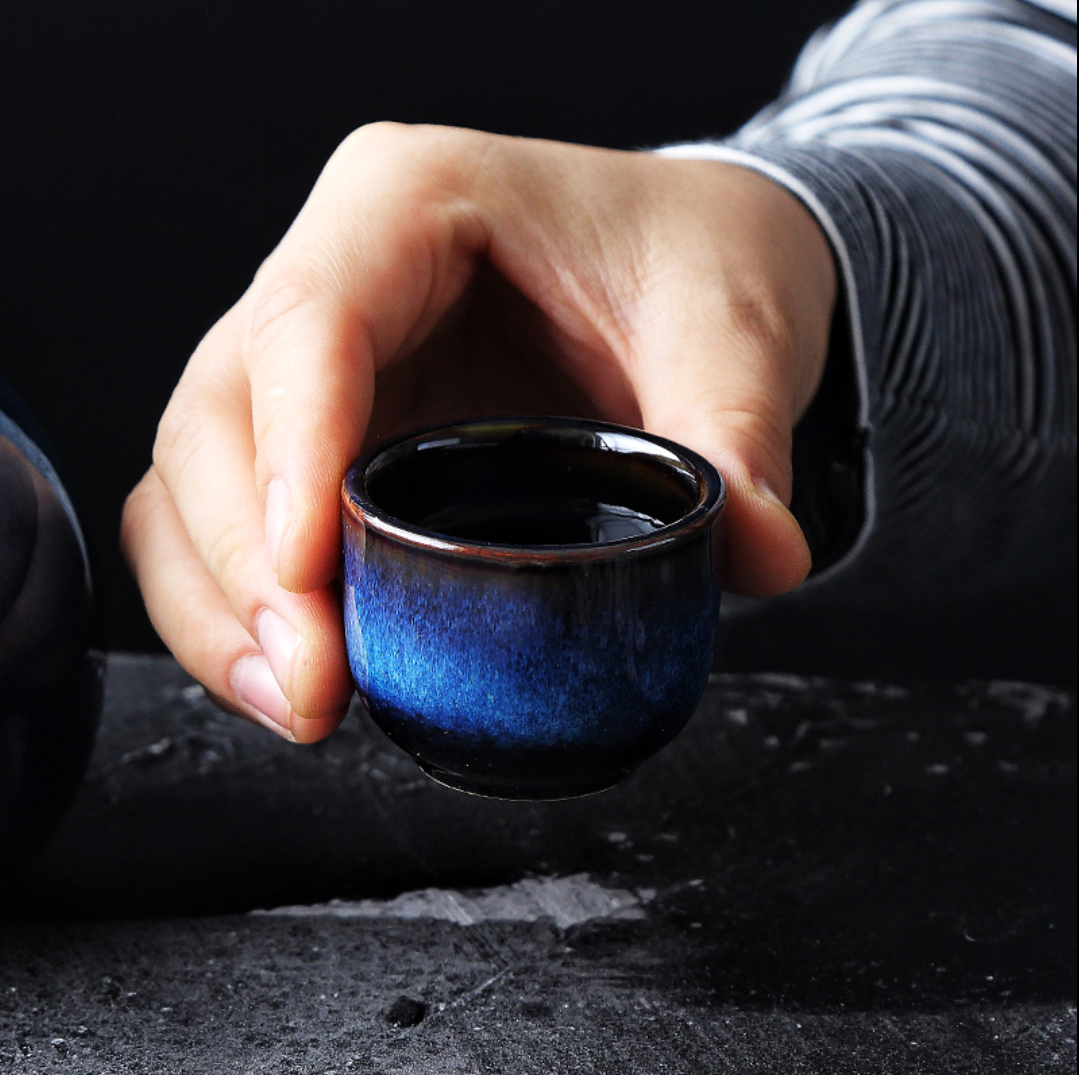 Blue Ceramic Japanese Sake Set