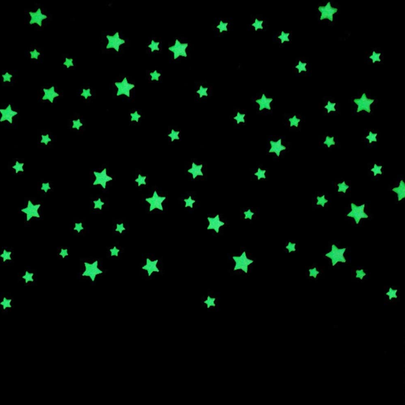100Pcs Fluorescent Wall Stickers Stars Decal Glow In The Dark Bedroom Home Yellow