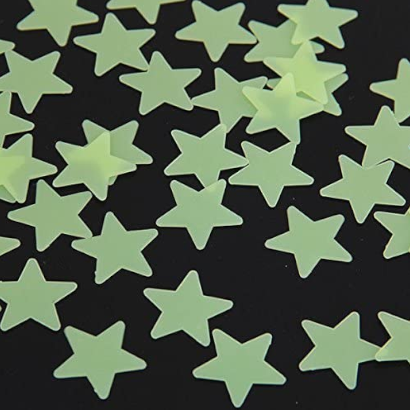 100Pcs Fluorescent Wall Stickers Stars Decal Glow In The Dark Bedroom Home Yellow