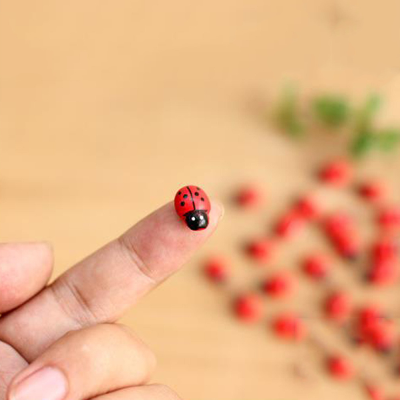 100Pcs Self Adhesive Mini Ladybug Micro Landscape Decor Diy Craft