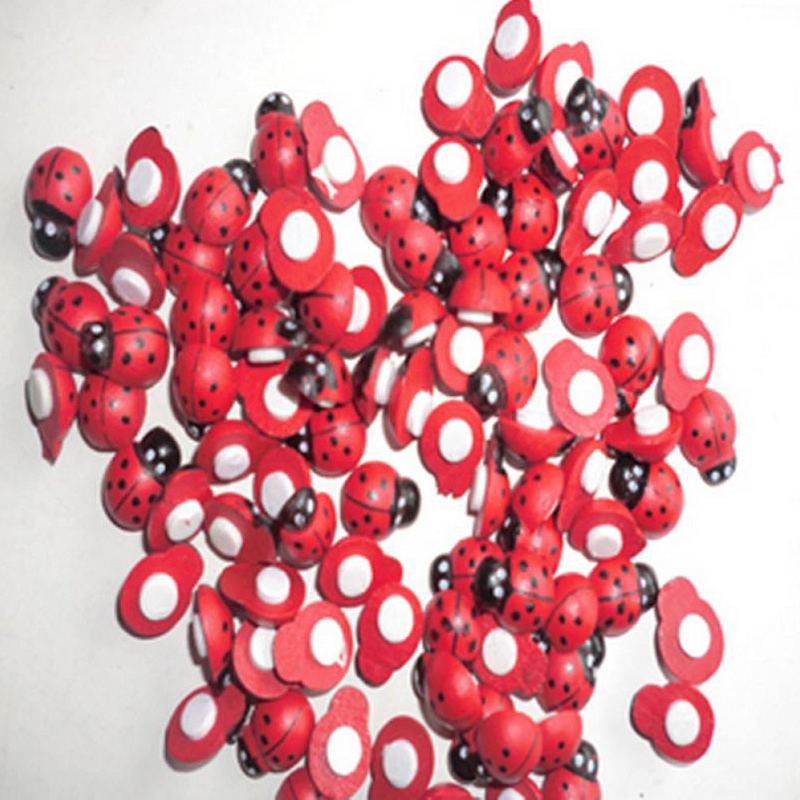 100Pcs Self Adhesive Mini Ladybug Micro Landscape Decor Diy Craft
