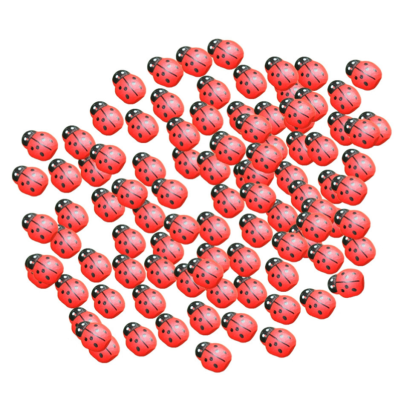 100Pcs Self Adhesive Mini Ladybug Micro Landscape Decor Diy Craft