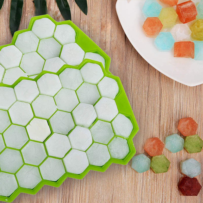 Reusable Honeycomb Shape Silicone Ice Cube Tray Moulds With Lids