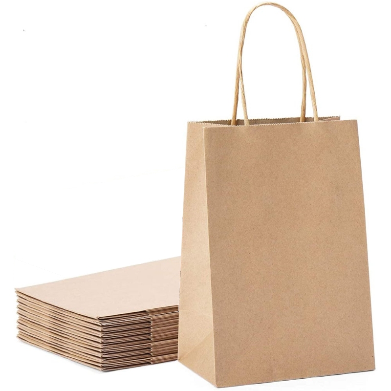 10/20/40Pcs Kraft Paper Party Favor Gift Bags With Handle For Shopping