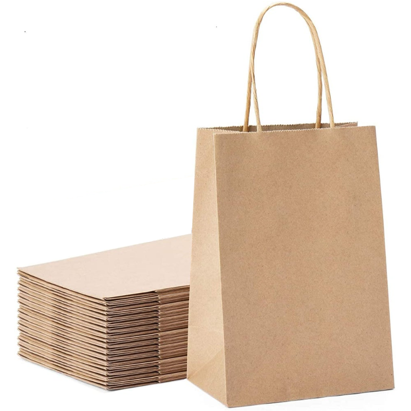 10/20/40Pcs Kraft Paper Party Favor Gift Bags With Handle For Shopping