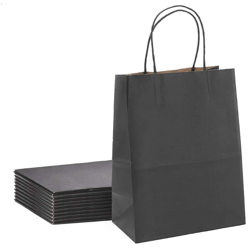 10/20/40Pcs Kraft Paper Party Favor Gift Bags With Handle For Shopping