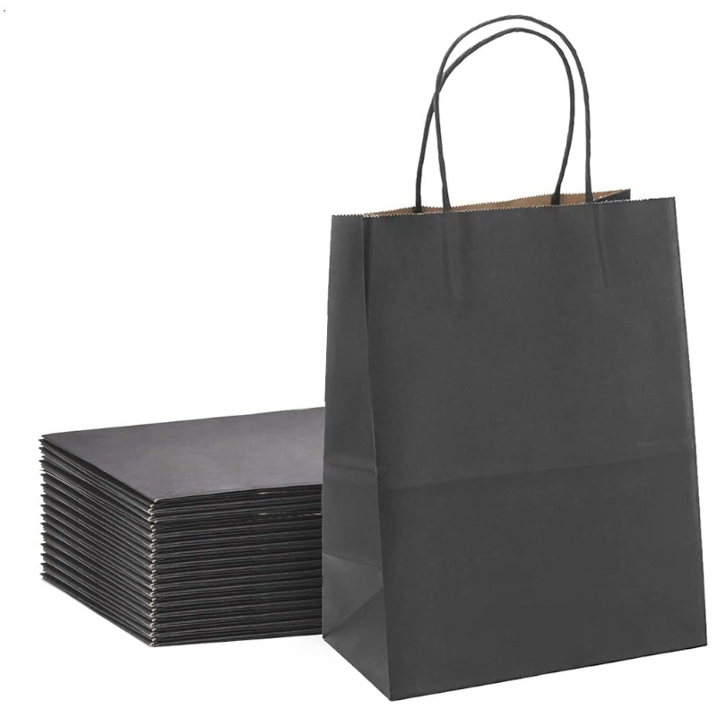 10/20/40Pcs Kraft Paper Party Favor Gift Bags With Handle For Shopping