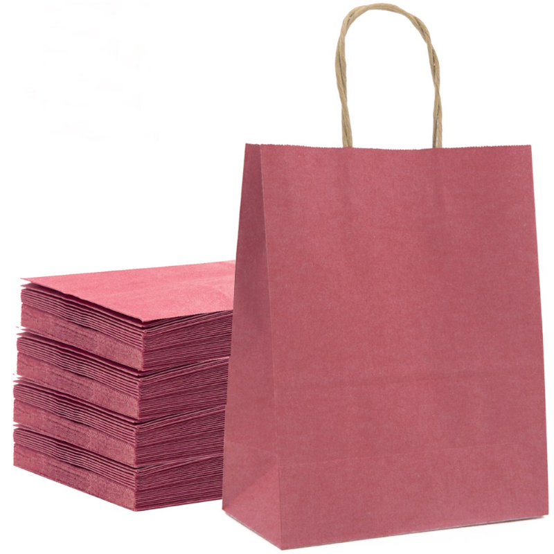 10/20/40Pcs Kraft Paper Party Favor Gift Bags With Handle For Shopping