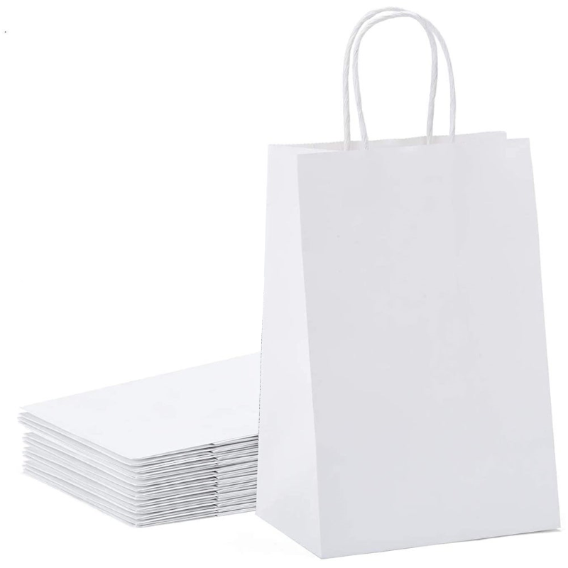 10/20/40Pcs Kraft Paper Party Favor Gift Bags With Handle For Shopping