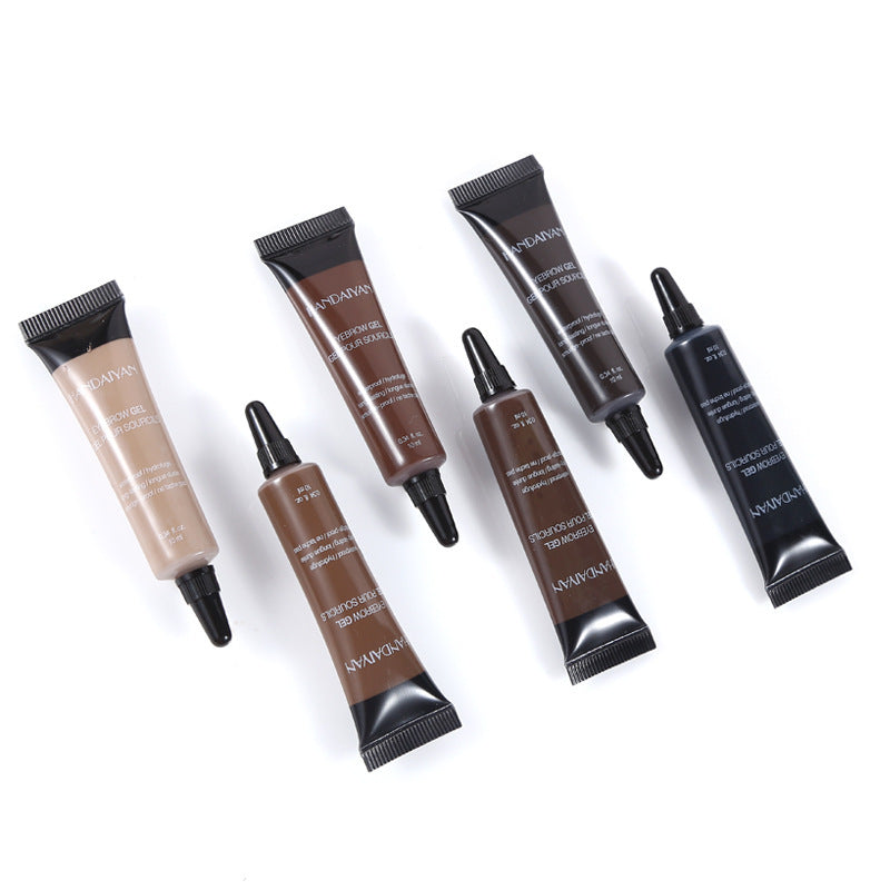 Eyebrow Makeup Henna Gel Black Brown Waterproof Durable Liquid Tint Brush Set