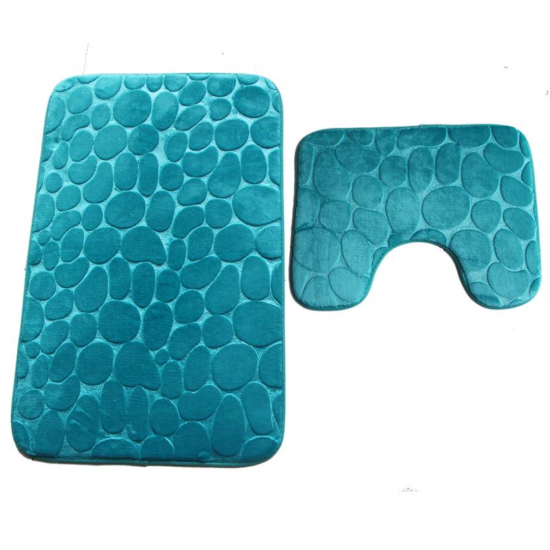 Pebbles Bath Mat Set Bathroom Square Shaped U Non Slip Floor Mats