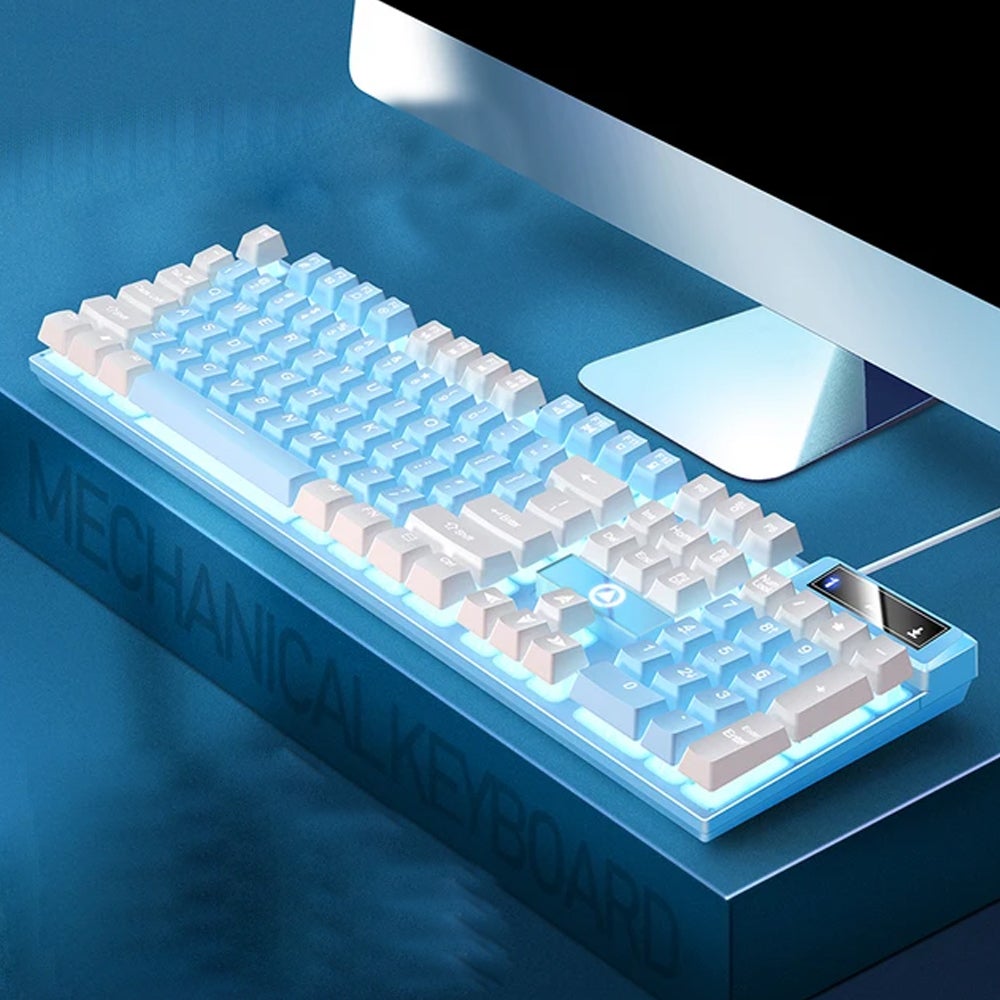 104 Keys Mechanical Gaming Keyboard Wired Backlit Typewriter Style