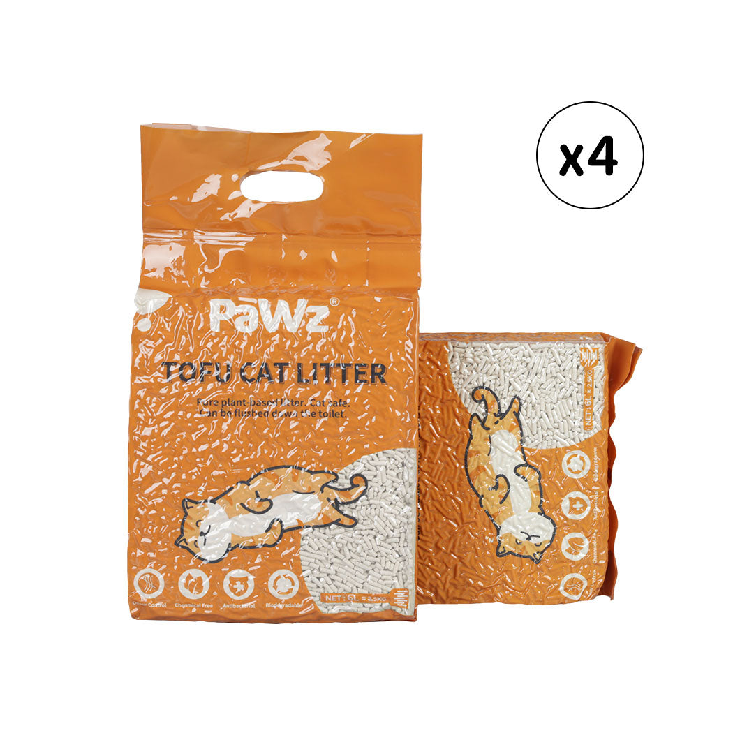 Pawz 2.5Kg Tofu Cat Litter Clumping Natural 4Pcs