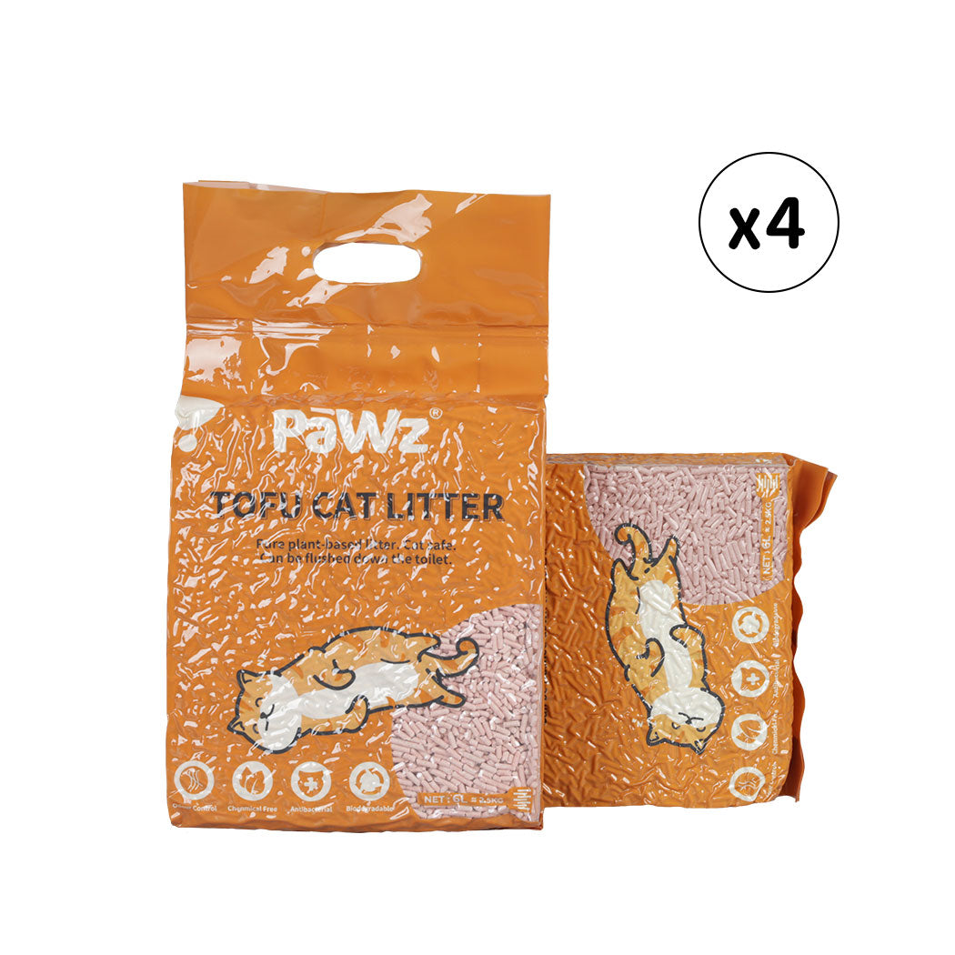 Pawz 2.5Kg Tofu Cat Litter Clumping Peach 4Pcs