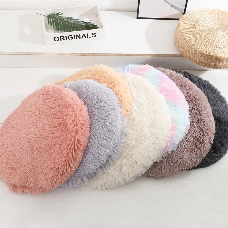 Soft Plush Round Cat Bed Mat For Small Dogs Cats Cozy Fleece Pet Sleeping Kitten Puppy Nest Warm Cushion Accessories