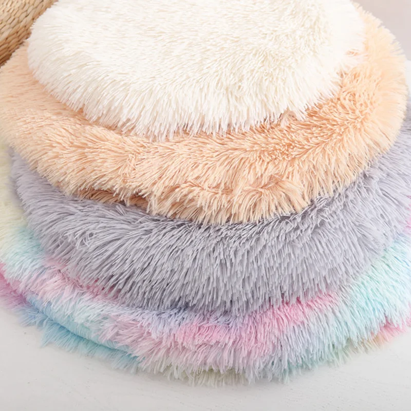 Soft Plush Round Cat Bed Mat For Small Dogs Cats Cozy Fleece Pet Sleeping Kitten Puppy Nest Warm Cushion Accessories