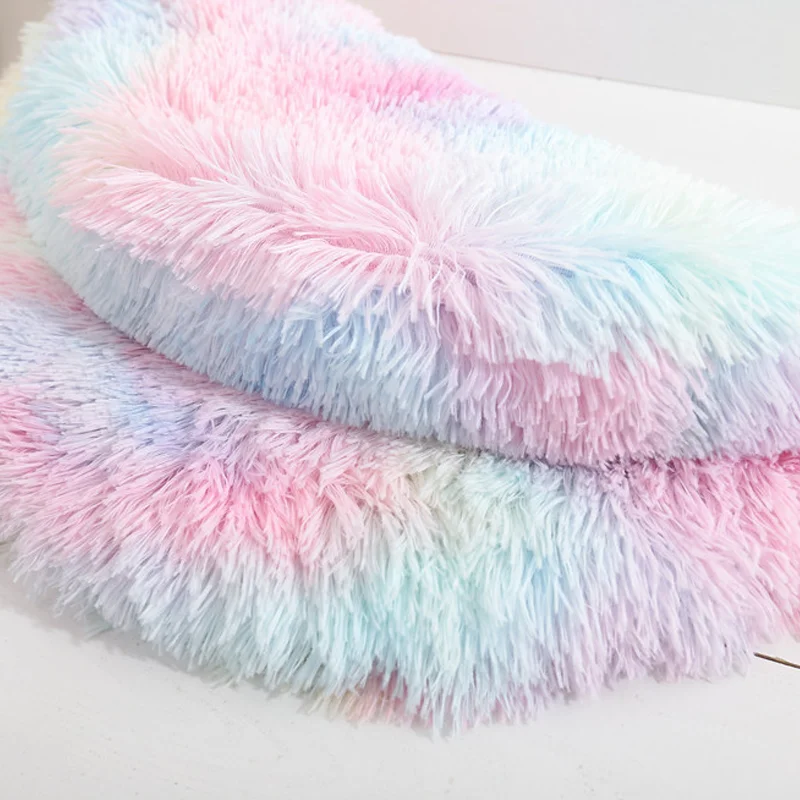 Soft Plush Round Cat Bed Mat For Small Dogs Cats Cozy Fleece Pet Sleeping Kitten Puppy Nest Warm Cushion Accessories