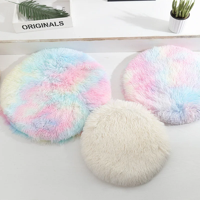 Soft Plush Round Cat Bed Mat For Small Dogs Cats Cozy Fleece Pet Sleeping Kitten Puppy Nest Warm Cushion Accessories