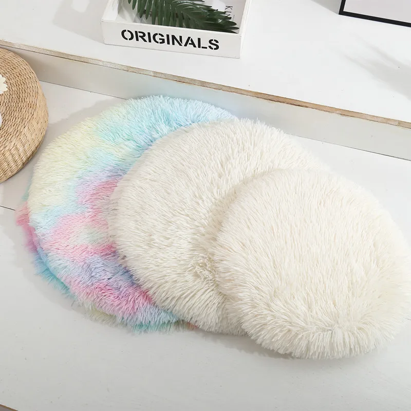 Soft Plush Round Cat Bed Mat For Small Dogs Cats Cozy Fleece Pet Sleeping Kitten Puppy Nest Warm Cushion Accessories