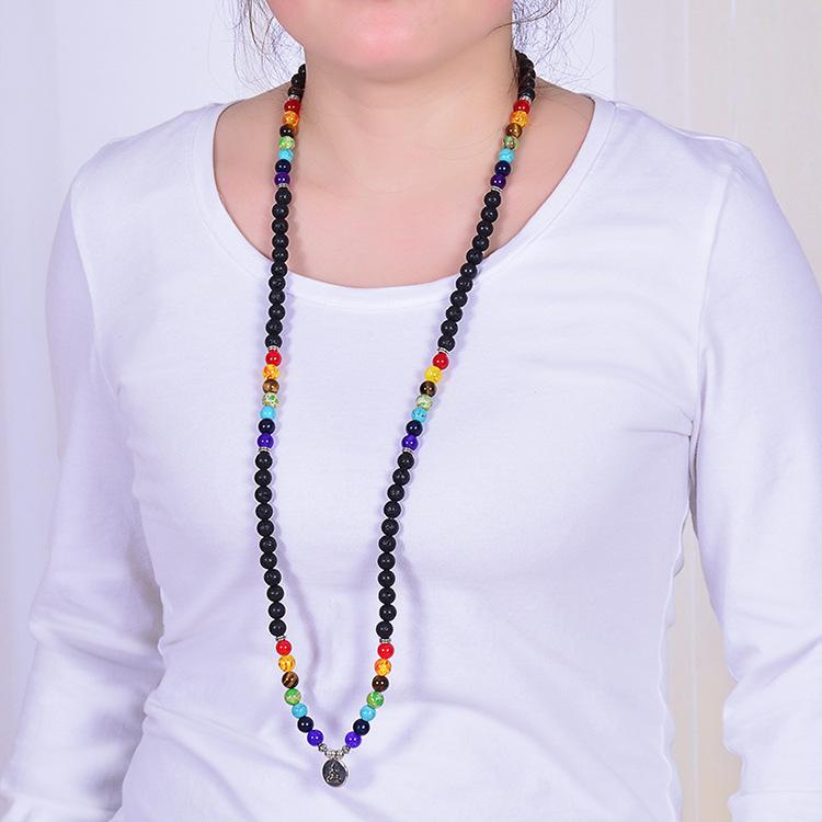 Veile Studios Volcanic Stone Chakra Bead Bracelet Necklace
