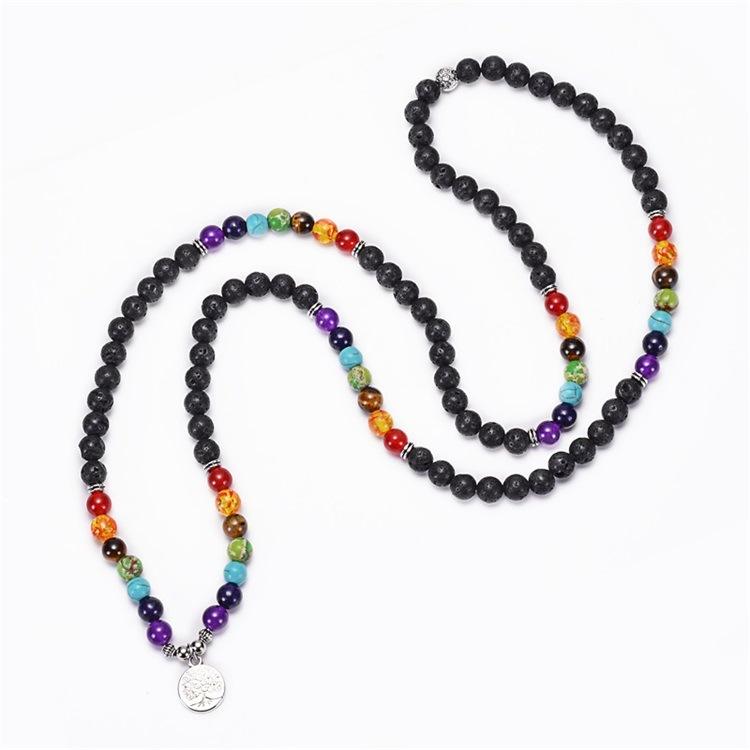 Veile Studios Volcanic Stone Chakra Bead Bracelet Necklace