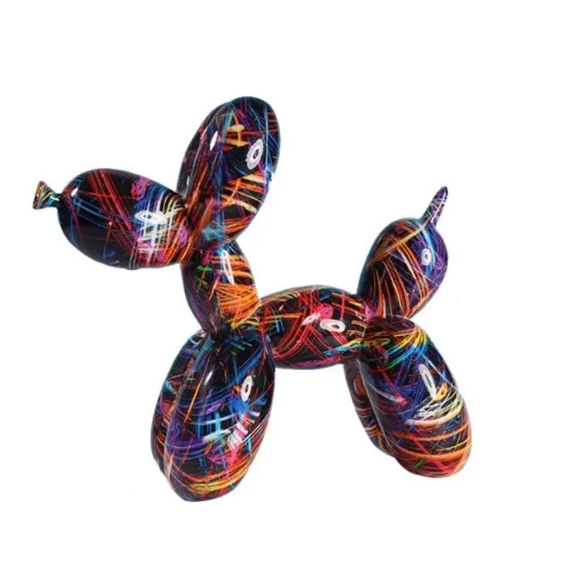 Resin Graffiti Balloon Dog Figurines For Interior Home Desktop Decoration Painting Colorful Art Animals Statue Crafts It