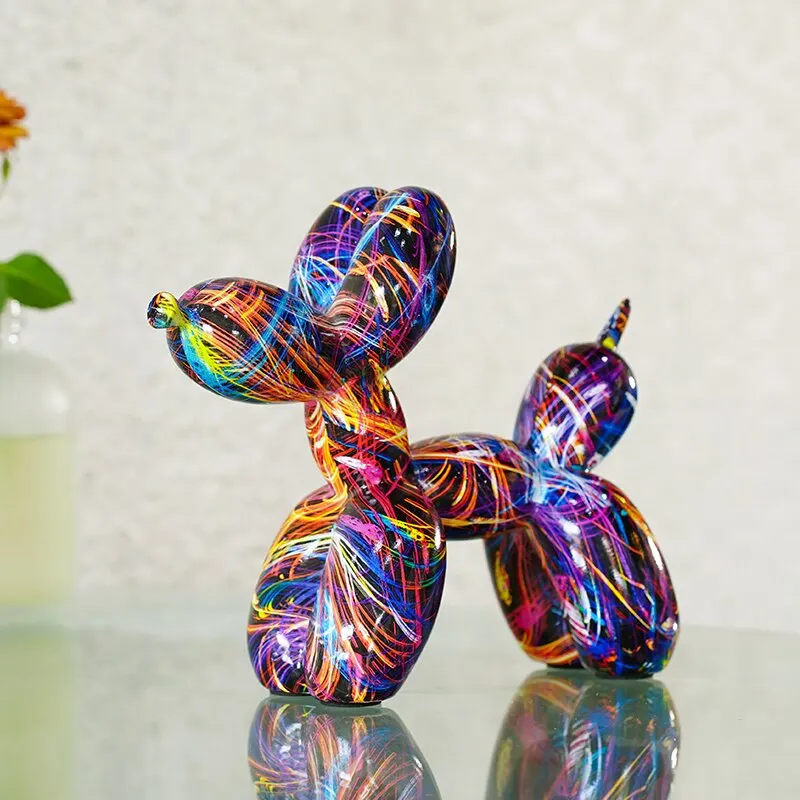 Resin Graffiti Balloon Dog Figurines For Interior Home Desktop Decoration Painting Colorful Art Animals Statue Crafts It